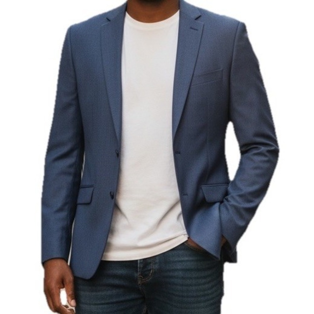 New Lineage Mens 44R Blue Suit Jacket Blazer Andrew Sport Coat Double Vent